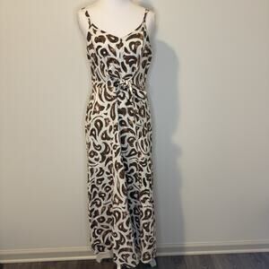 MSK Fit & Flare Dress Size M | Abstract Brown Print | Excellent Condition